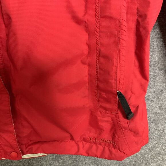 LL Bean GoreTex Windbreaker Jacket Women Medium Red Hooded Zip Front Lined - Picture 8 of 15